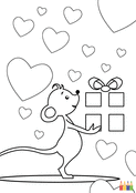 Souris porteuse de cadeaux &agrave; colorier
